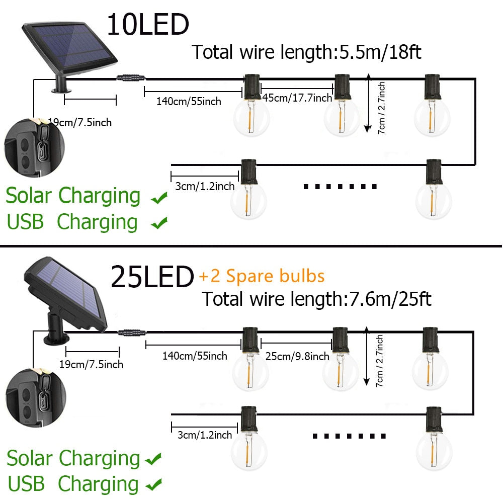 Waterproof G40 Bulb Solar Powered Light Street Garland