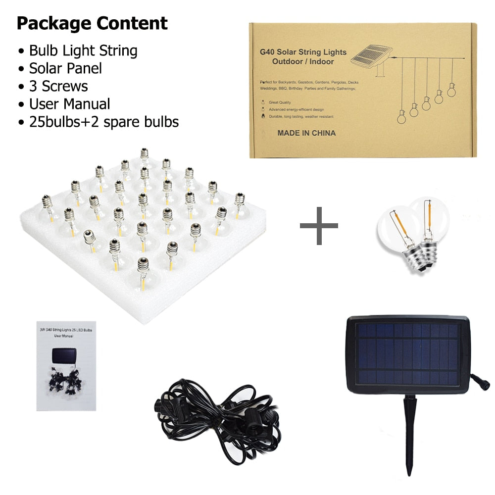 Waterproof G40 Bulb Solar Powered Light Street Garland