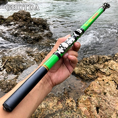 Portable High Carbon 3.0/2.7/2.4/2.1/1.8/1.5M Fishing Rod Spinning Telescopic Spinning Rod Ultralight Rock Fishing Rod - VKTRN